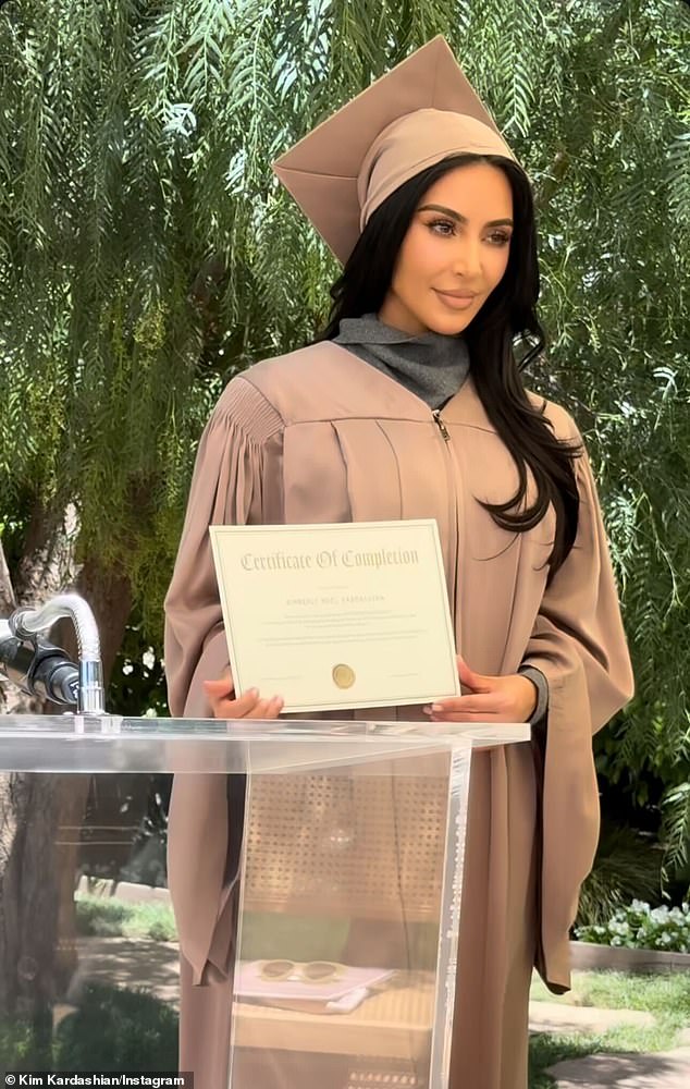 The Calabasas socialite previously failed the 'baby bar' exam three times before passing in 2021, and she originally aimed to pass the bar in 2023 without attending college or law school (pictured May 21)