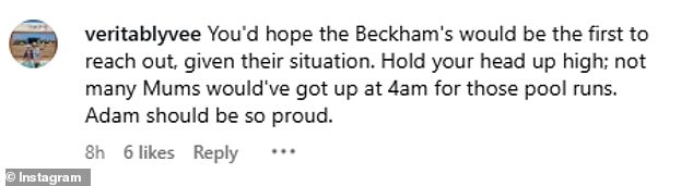 Despite herself being invited to the hen do, Bethany rallied around her family and joined Aunty Janet in liking a comment reading: 'You'd hope the Beckham's would be the first to reach out, given their situation'