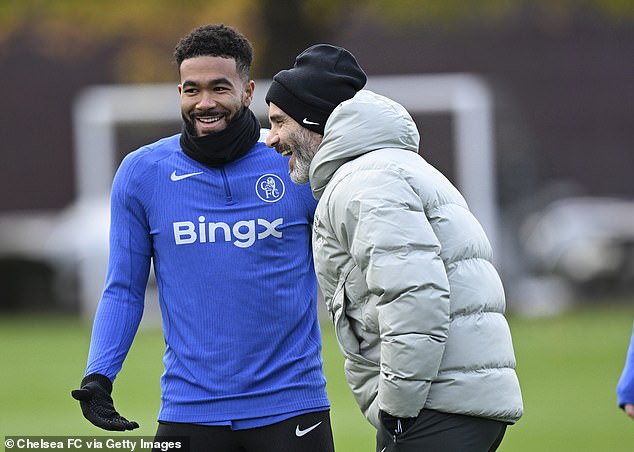 There is a newfound confidence and an increasing authority to James which comes with his consistent presence in the changing room at Cobham (above) and Stamford Bridge