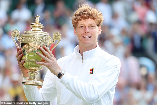 The three-month ban meant he did not miss a single Grand Slam (pictured winning Wimbledon)