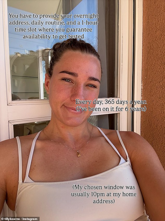Kearns has provided an explainer slideshow via her Instagram account to show the private information elite athletes have to provide to drug testers