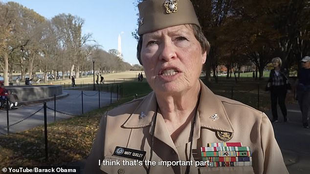 Capt. Mary Quigley, a US Navy veteran and volunteer, called Obama's visit 'a great thing that happened'
