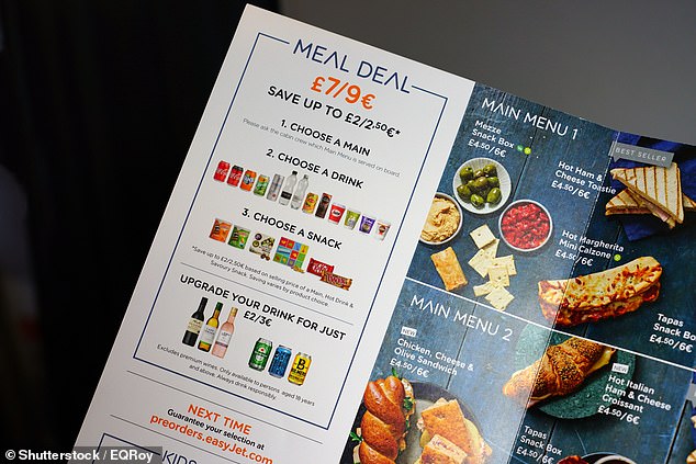 The flight attendant demonstrated a crocodile motion with her hands to signal the 'croque monsieur' sandwich, before extending one arm like a chicken wing and twirling her hands together to signify a chicken wrap (stock image)