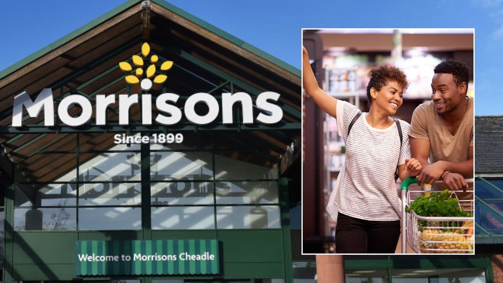 Morrisons store and happy shoppers 