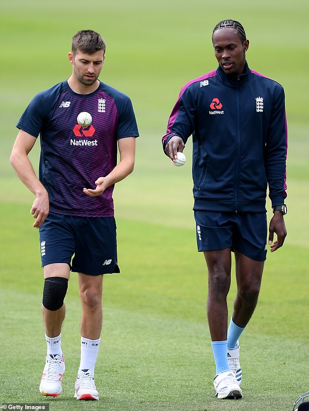 It comes as England are set to unleash a ferocious bowling attack that will feature Mark Wood (left) and Jofra Archer (right)