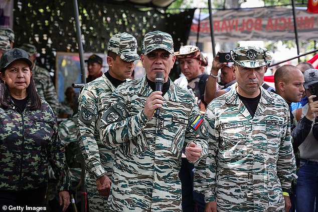 Venezuela's Minister of Defense Vladimir Padrino Lopez (center right) is among the Maduro loyalists being eyed as a potential defector