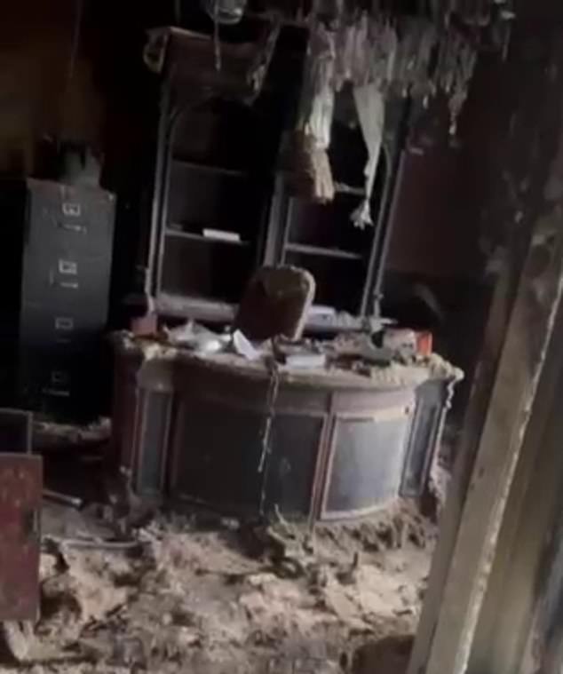 Photos obtained by the Daily mail showed the destruction the fire caused in the once lavish six-bedroom home