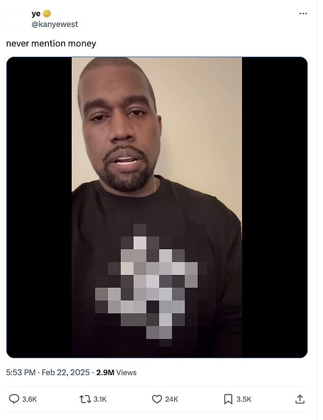 The Black Skinhead artist appears to have taken a step back from antisemitism in recent weeks. Earlier this year, he modeled one of his swastika shirts