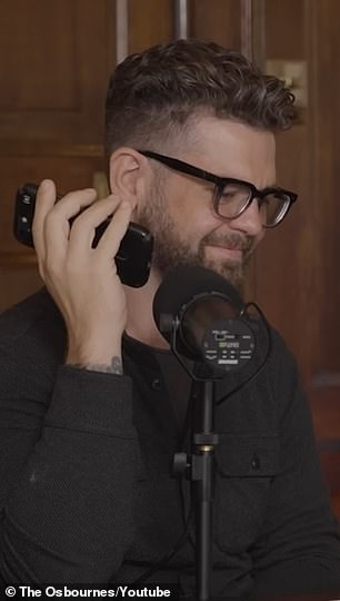 Jack pictured on The Osbournes podcast listening to the voicemail