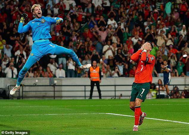 Ronaldo saw his penalty saved by Brentford's Caoimhin Kelleher in the reverse fixture