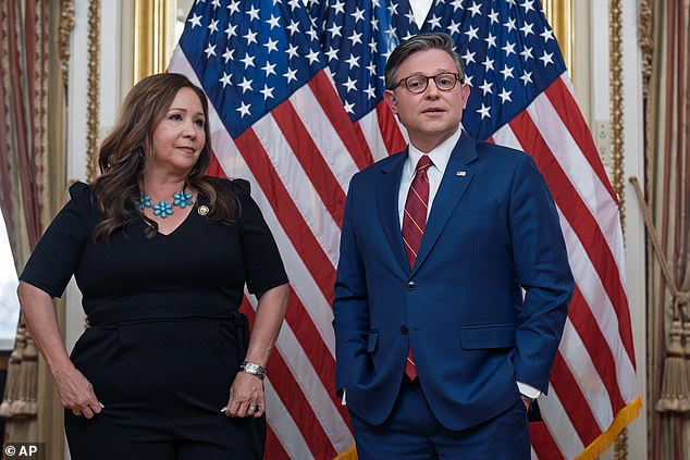 Speaker of the House Mike Johnson (pictured right) granted the vote on releasing the Epstein files after Adelita Grijalva (pictured left) was sworn into Congress and became the 218th signature on a bill that would force a vote