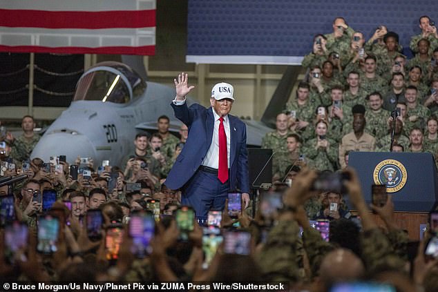 Trump led 'ooorah' chants with a group of new marines in the audience on McAfee's show