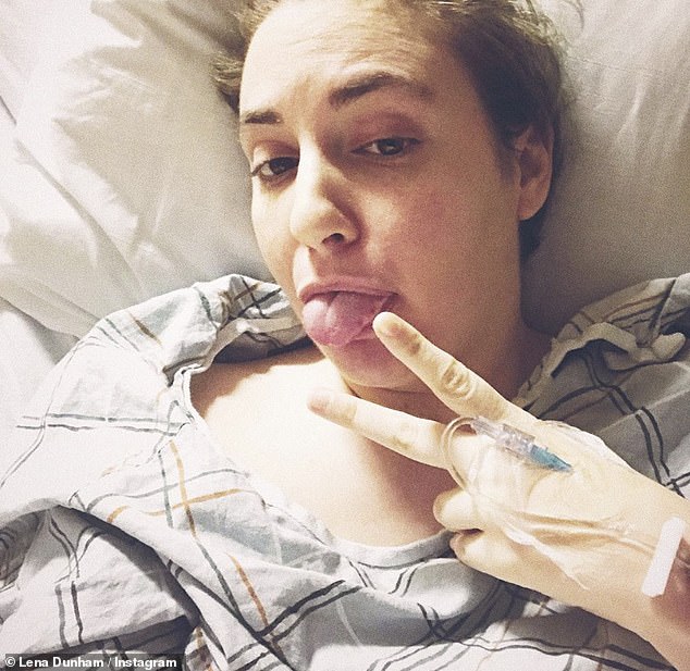 Deciding not to go down the road of IVF again she told People: 'IVF destroyed my body' (pictured the night before her hysterectomy)