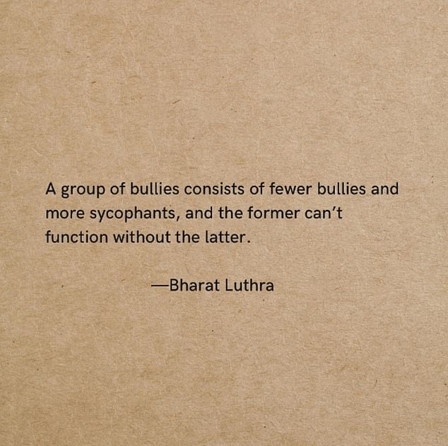 In another post on threads Louise hinted that Adam and Holly were 'bullies' as she shared a cryptic post