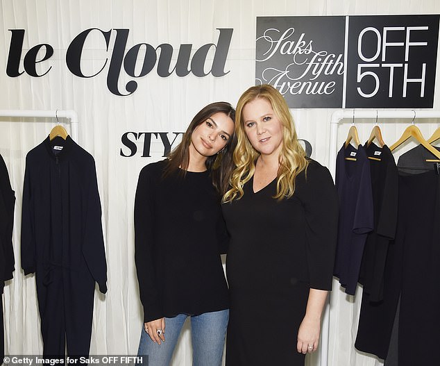 The company has partnered with dozens of A-listers during new launched. Model and author Emily Ratajkowski (left) and comedian and actor Amy Schumer (right) attended a Saks Off 5th opening in Seattle, Washington