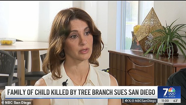 Kerr and his wife, Dara Kerr seen above, filed a wrongful death suit on November 4 over their son's death and claims that the city failed to maintain and inspect the city's trees