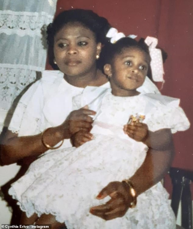 Erivo with her supportive mother Edith as a child. The actress is completely estranged from her biological father following an unlikely dispute over a ticket in a London tube station