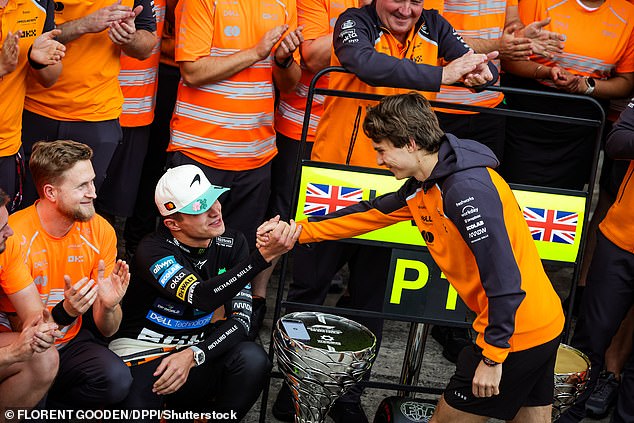 While he and Piastri have been jostling for positions all year, Piastri (right) has shrugged off any suggestions that tensions were building between the pair