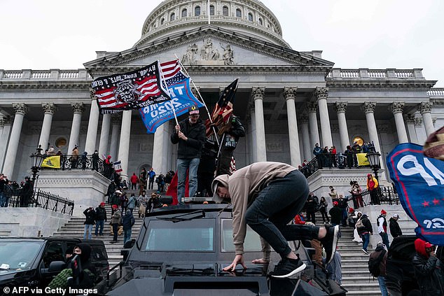 Supporters of President Donald Trump protest outside the US Capitol on January 6, 2021