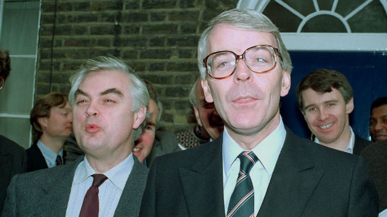 John Major (R) with Norman Lamont pictured outside his campaign headquarters two days before winning the Tory leadership contest to succeed Margaret Thatcher. Pic: PA