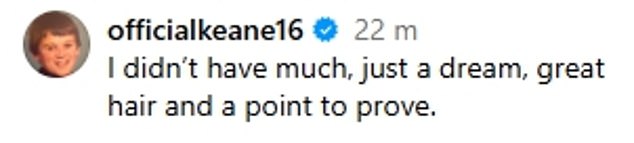 He made a light-hearted joke in the caption, suggesting he had 'great hair and a point to prove'