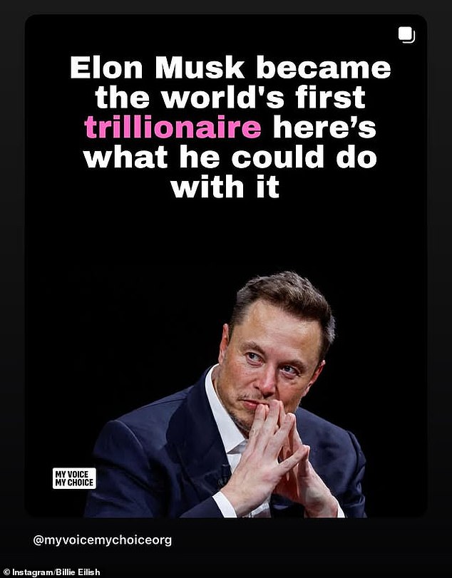 In her latest post, she accuses the wealthiest person in the world, who is on track to becoming a trillionaire, of hoarding wealth instead of using it to solve global crises