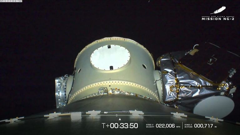 The rocket's upper stage deployed the two Mars orbiters in space. Pics: Blue Origin