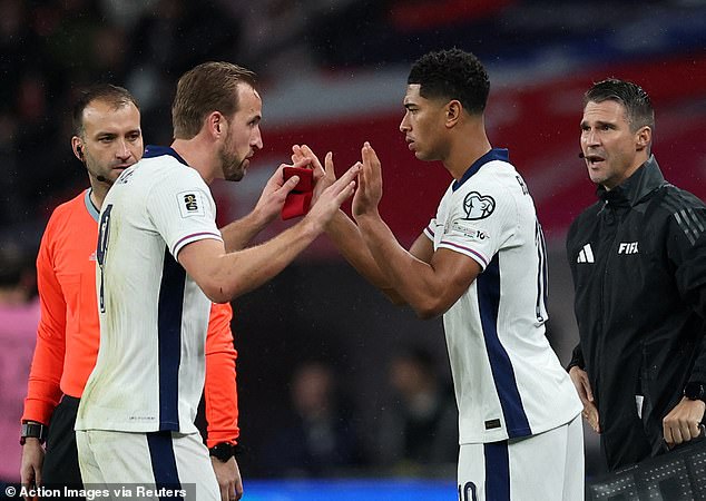 Tuchel said in the build-up to Thursday's game that he cannot play Harry Kane (left), Jude Bellingham (right) and Foden in the same team - and must leave at least one big name out