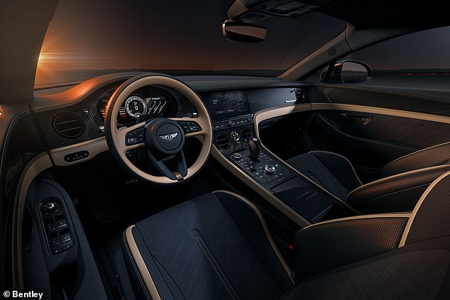 The luxurious interior features two new highly bolstered sports seats positioned lower in the car