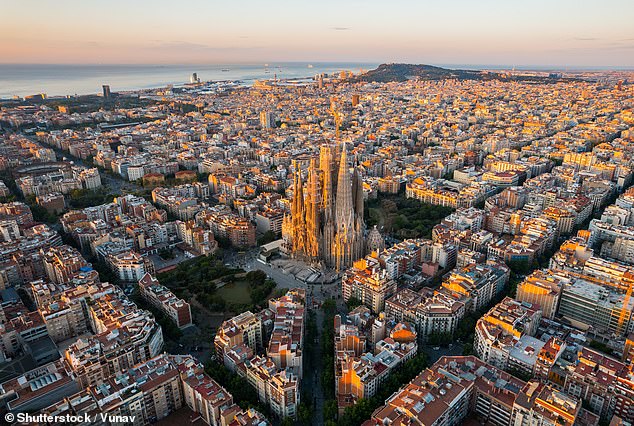 Barnes said her kids were 'extremely excited' to travel around Barcelona (pictured), Paris, and London