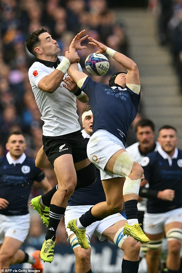 Jordan (left) is braced to compete for high balls when New Zealand face England on Saturday