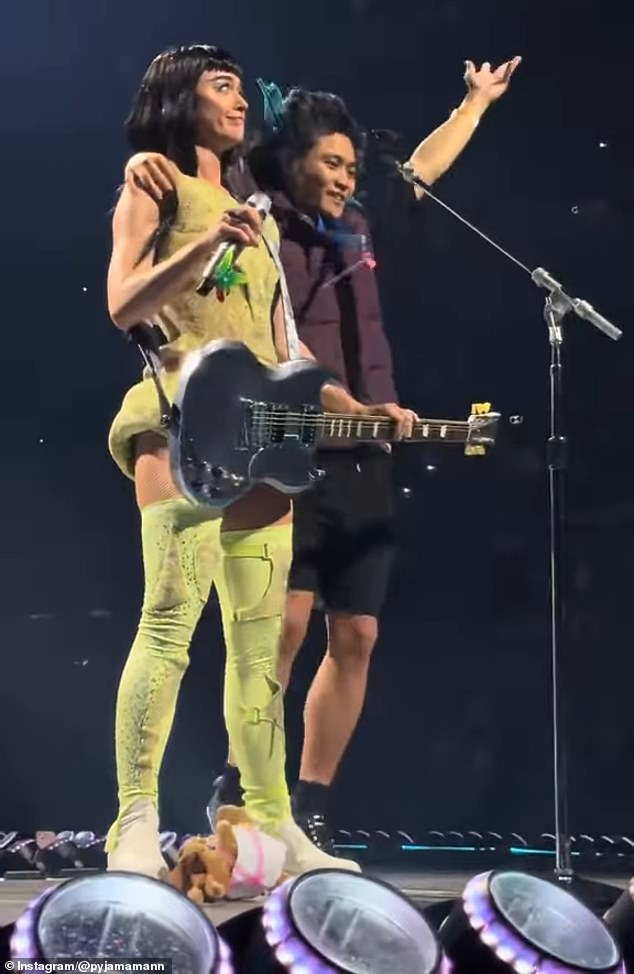 Johnson Wen (pictured ambushing Katy Perry) goes by the creepy pseudonym 'Pyjama Man' and proudly boasts on Instagram that is he the 'troll most hated'