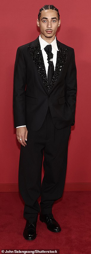 Nepo baby Julez Smith — who is Beyonce's nephew — sported a black suit with crystal embellishments