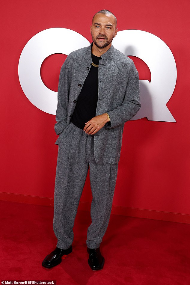 Grey's Anatomy hunk Jesse Williams, 44, rocked a grey set with a black t-shirt underneath