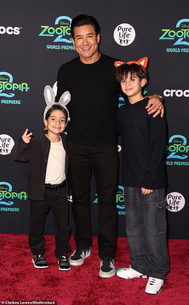 Mario Lopez, 52, brought his sons Santino and Dominic along to the premiere