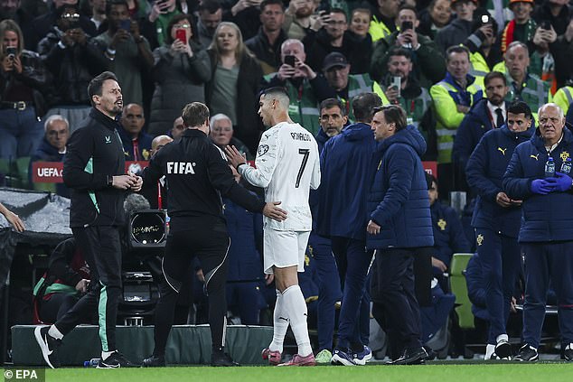The major talking point of the game was Cristiano Ronaldo's red card for swinging an elbow