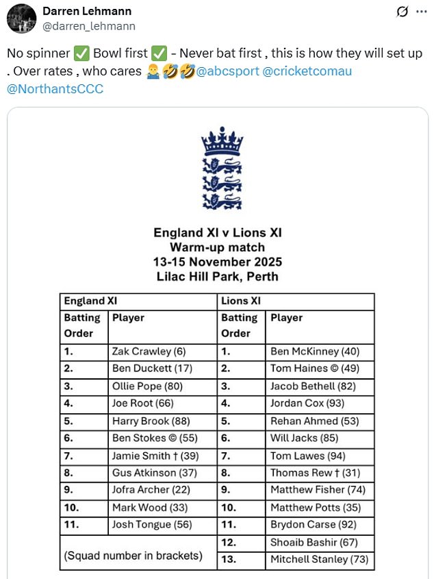 Former Australia coach Darren Lehmann also aimed a dig at England for being predictable