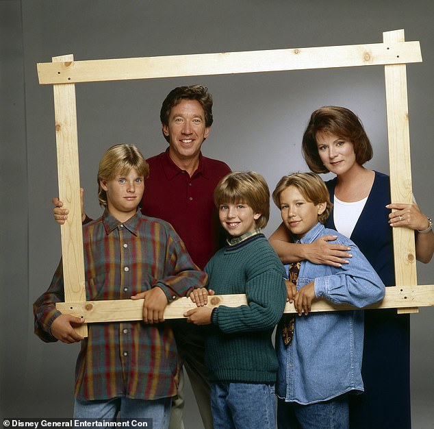Home Improvement starred (L-R) Zachery Ty Bryan; Tim Allen; Taran Noah Smith; Jonathan Taylor Thomas; and Patricia Richardson