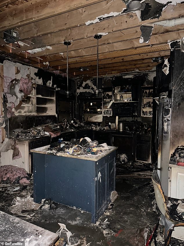 Fortunately, the three children and dog managed to evacuate as the parents returned home