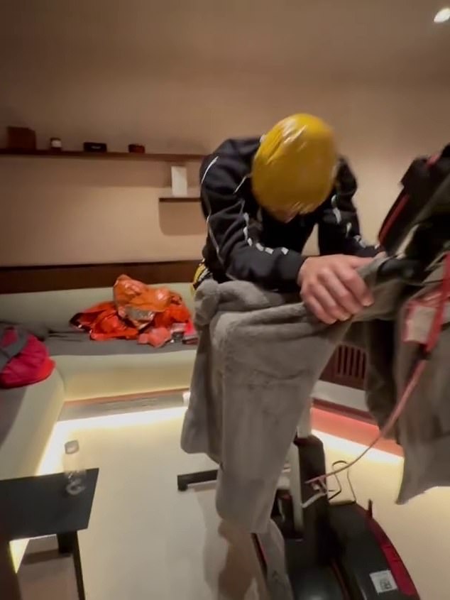 Eubank wrapped himself in a sweat suit, plastic hat and towel on the exercise bike