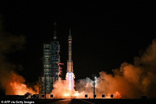 Shenzhou-21 (Pictured) launched to the Tiangong space station on October 31 and was supposed to stay at the station for six months before returning early