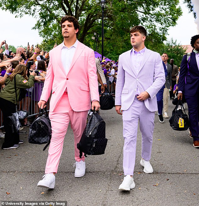 Ashlynn is the sister of Campbell's college quarterback, Garrett Nussmeier (R)