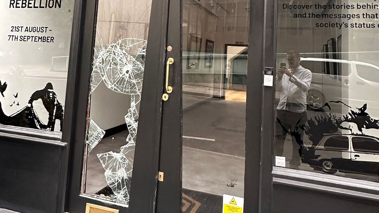 Damage to the Grove Gallery after the theft. Pic: Metropolitan Police