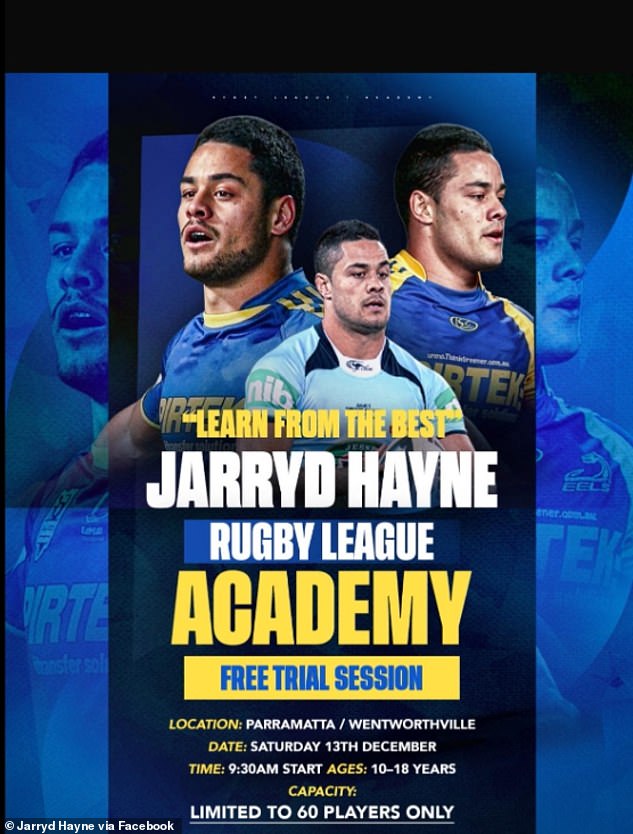 Hayne has now given a big hint at what his future could look like, with the former fullback revealing his new business venture, the Jarryd Hayne Rugby League Academy.