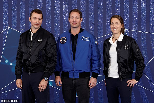 ESA astronaut Sophie Adenot (far right) will test the prototype suit during a mission to the ISS next year