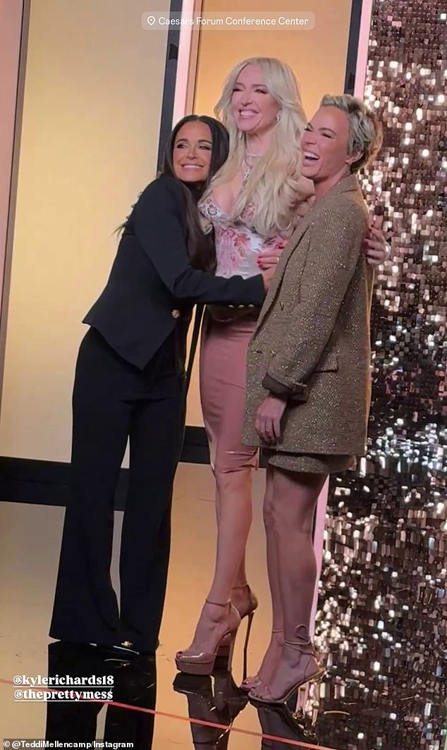 The star admitted to have felt 'nervous' before attending the festivities; seen with Kyle Richards and Erika Jayne above