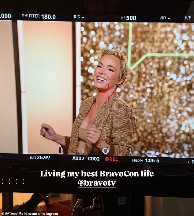 Over the weekend, she also uploaded behind-the-scenes footage from her trip to Las Vegas and gushed that she was 'living my best BravoCon life'