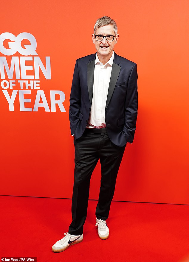 Louis Theroux mixed smart with casual as he dressed down his suit with Nike trainers
