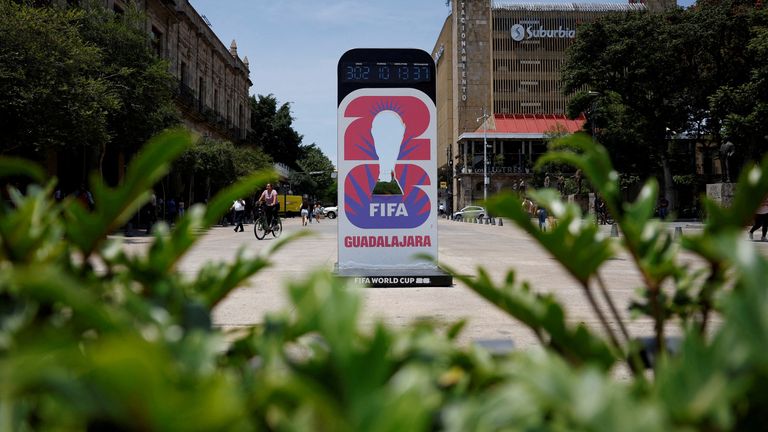 A World Cup countdown clock in Guadalajara, Mexico. Pic: Reuters