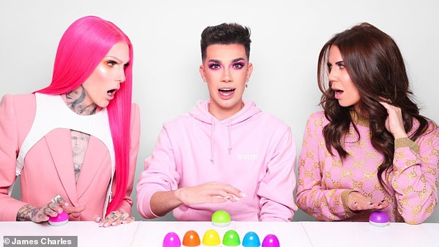 The controversy, dubbed 'Dramageddon' by fans online, continued with multiple back-and-forth videos between Westbrook and Charles, ultimately ending their friendship forever. But it was Westbrook who seemed to emerge worse (pictured: Jeffree Star, left, with Charles and Westbrook, before the fallout).